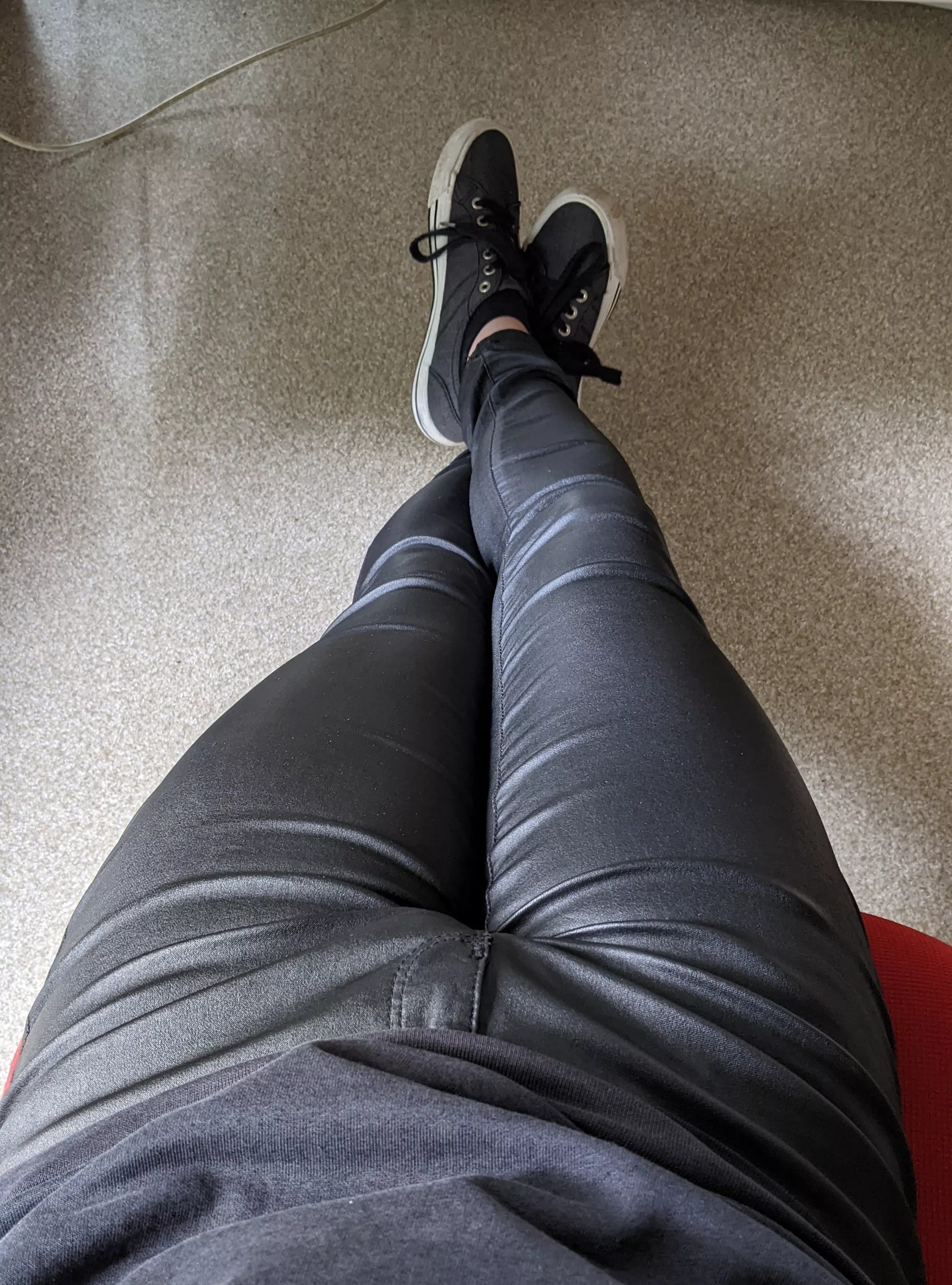 trying to show off my femme side more in public. Going to work in fake leather leggings