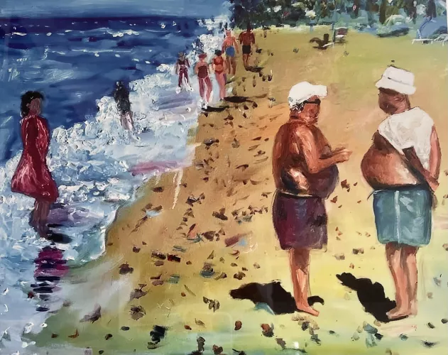 I also love to create original oil paintings of the non model types/ lol natural men I see at the beach and honor them! Love to create their good times! Hope you enjoy these fun beach paintings!❤️