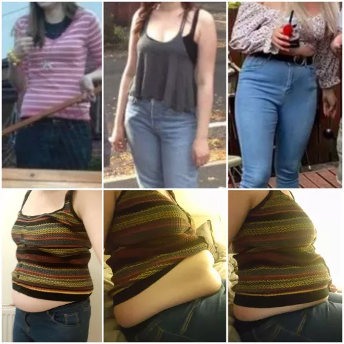 I got ready in a rush today and put on this stripy top (size large) and my largest jeans (uk size 14). I went to my mums and half of my family are there, including people ive not seen since the above pics. Anyway.. it became apparent my clothes don't fi