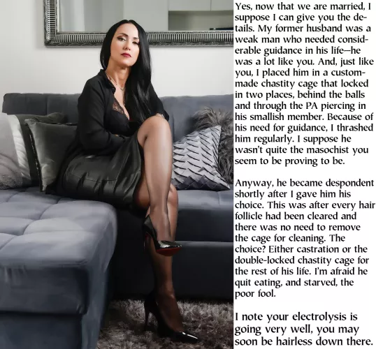 The former husband was very wealthy and had married a younger Woman. And so it is with you. She does seem to like wearing black…