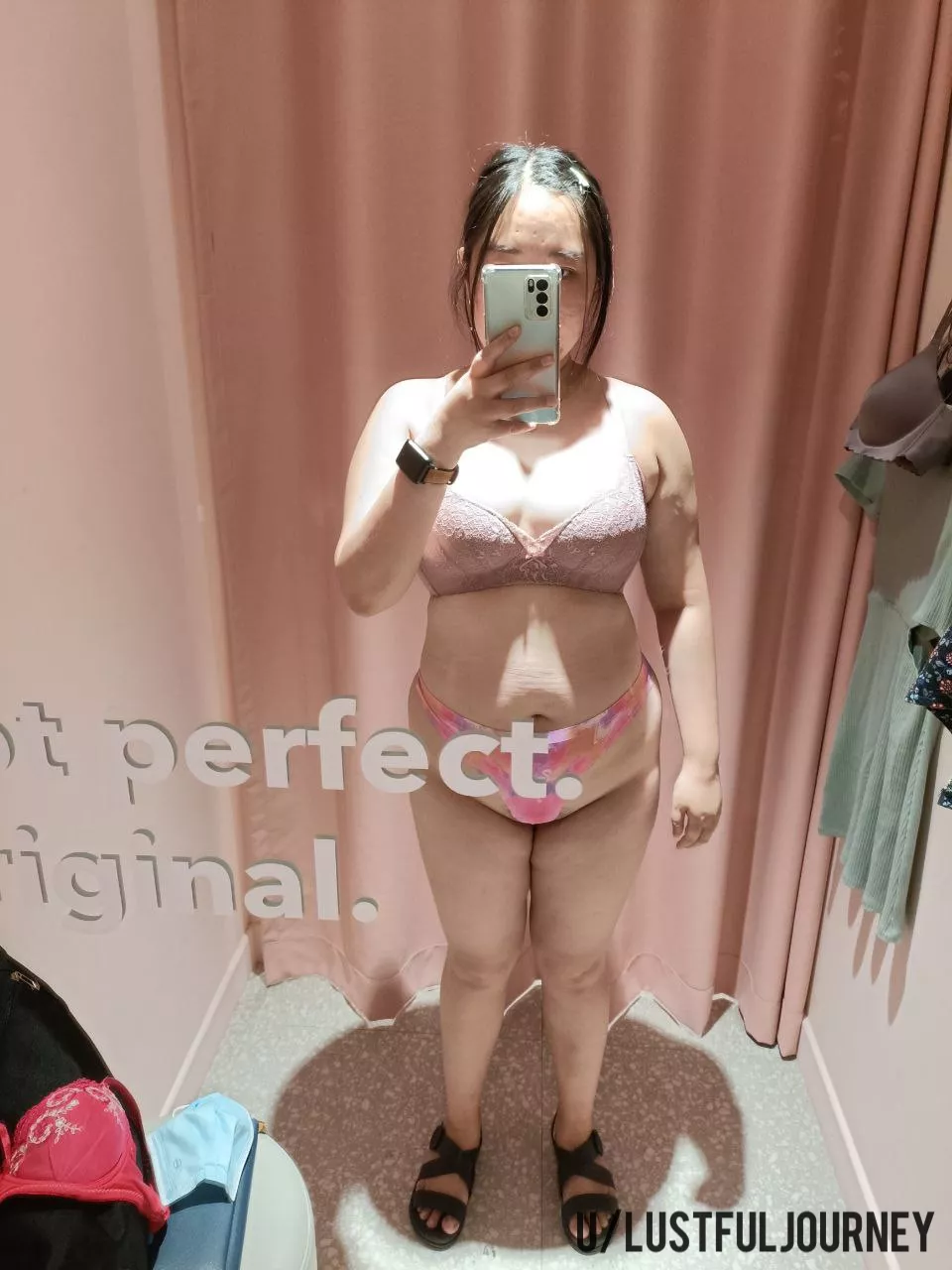 Trying on bras