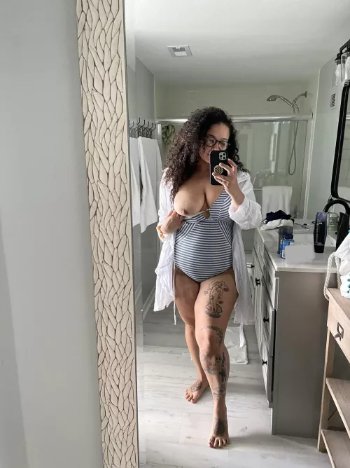 Will you suck on my tit before we go for a dip?