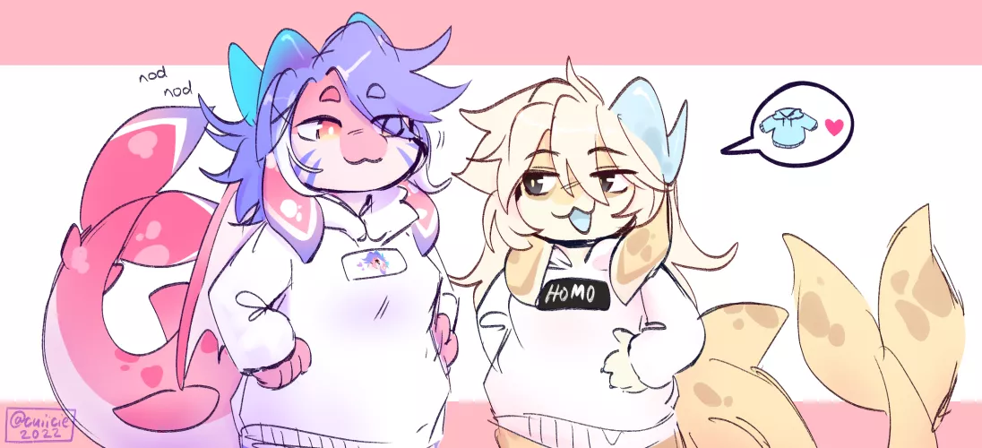 Hoodie pals >:) (Art by me, @cuiicie !)