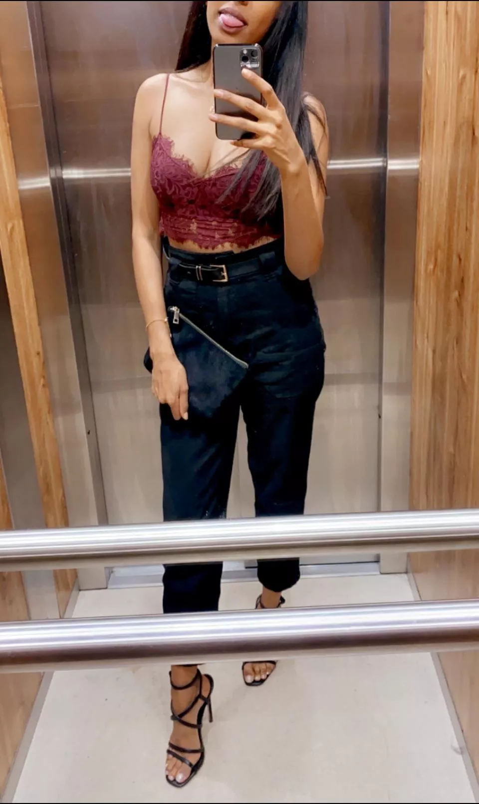 My slut wife loves being told what to do. What’s the first thing you would say to her if you were stuck in this lift together?