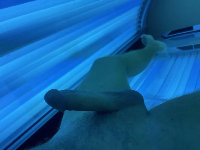 Left the door unlocked and cracked, think the cute staff noticed at the tanning salon? 😋