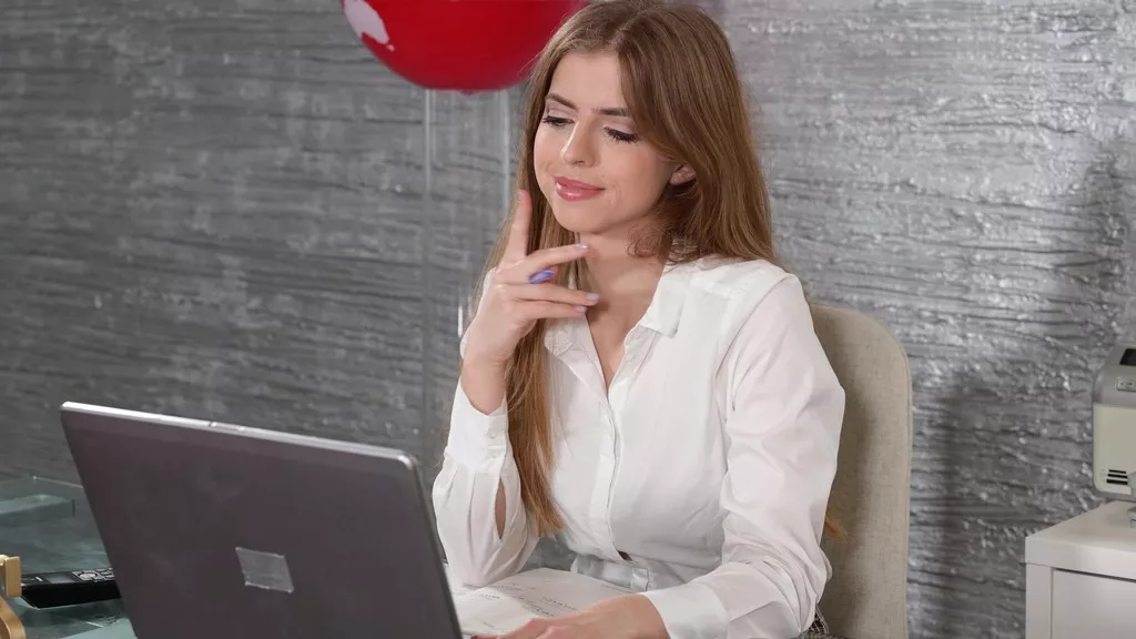 Office Fuck: Sexy Secretary Emelie Crystal Lets Colleague Slam All of Her Holes GP2443