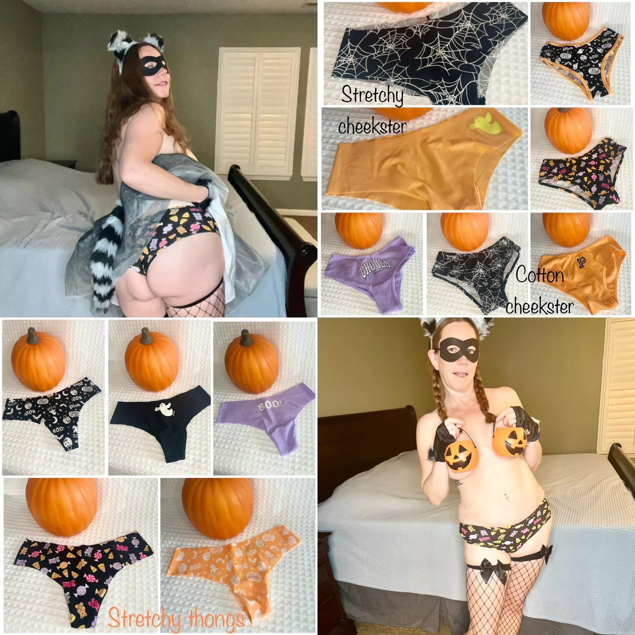 [selling] Halloween Special $40. Pick a pair of my Halloween themed panties and get 48hr wear, a set of 5 Halloween pics, a 90 second video of me in your panties and priority shipping. Extra add ons are available. Dm me to get yours today! (If this doesn