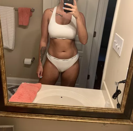 Wife’s clit poking through her Calvins