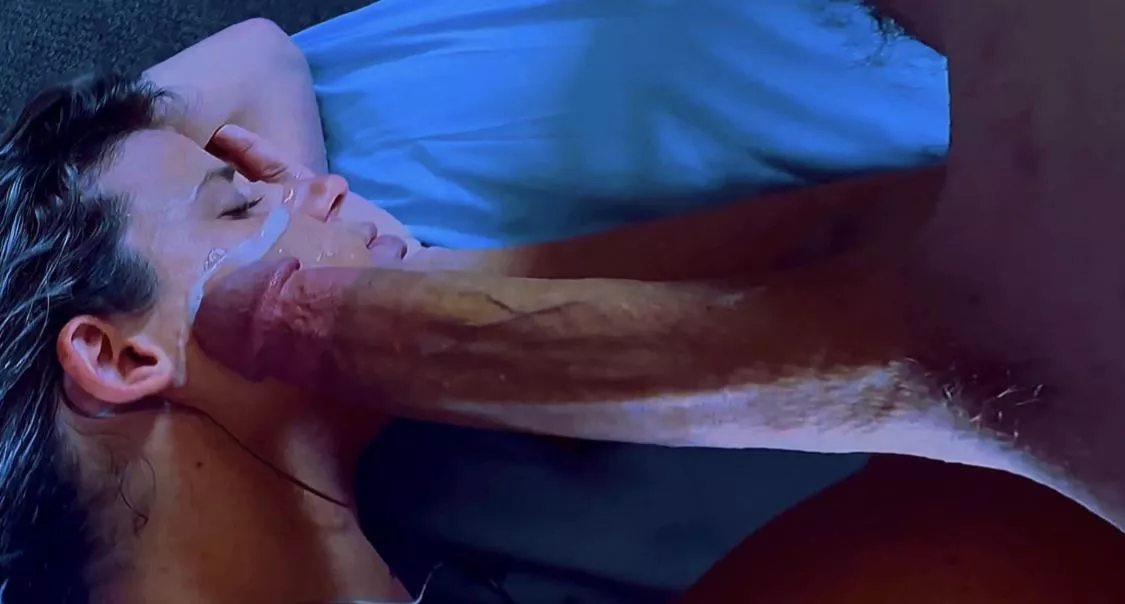 Absolutely huge cock dumps a fat load on my face