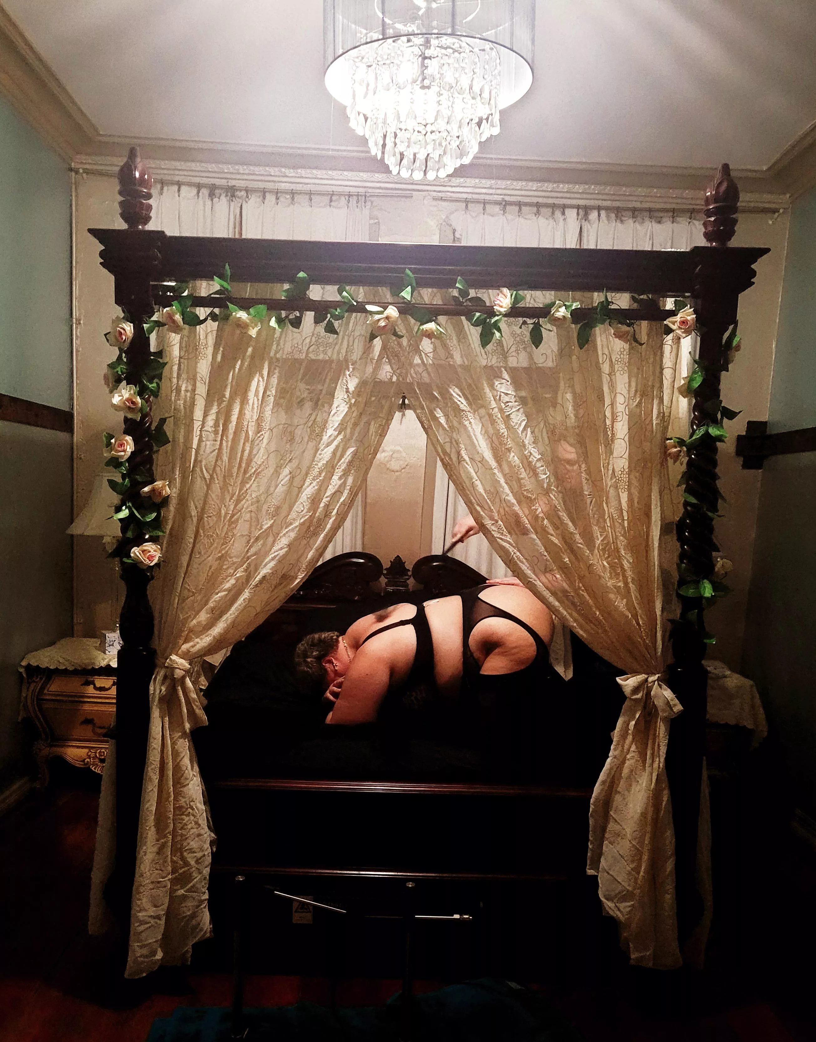 Receiving some light impact and sensation play from a lovely Domme