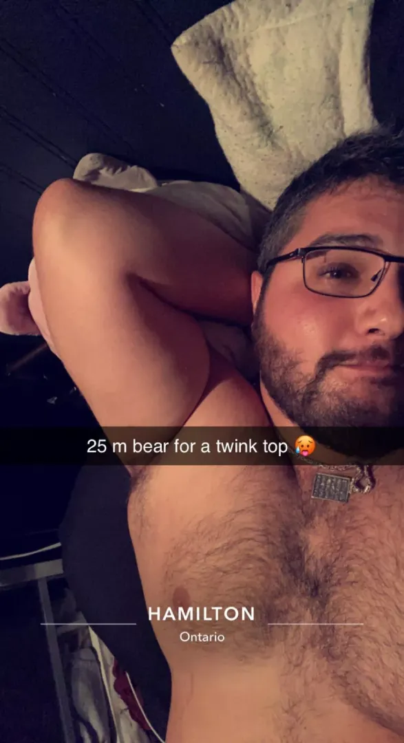 24 m (m4m) bear (switch) from Canada :p love twink dom top or sub ;) Open to most kinks babes ;) new Sc: bearbottom20