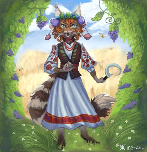 Folk kitty art by me