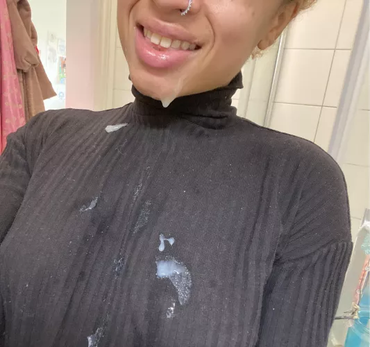 If he wants to cum on my clothes & my face, I’ll happily take it! First post here