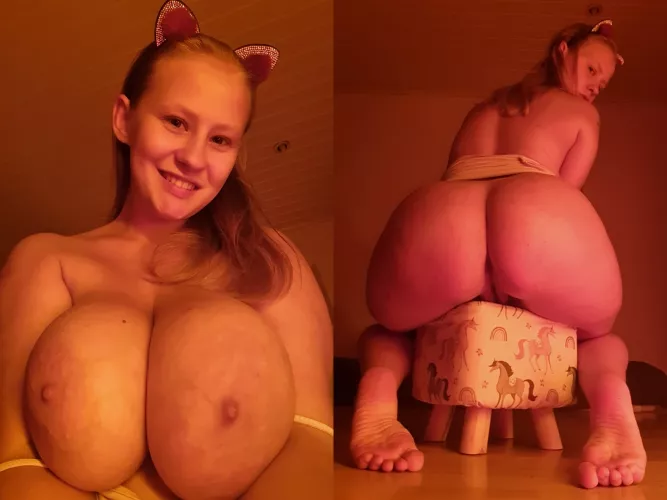 RIP this stool in unicorns. It has unraveled and collapsed under such a big ass and under the weight of such big tits. Heh