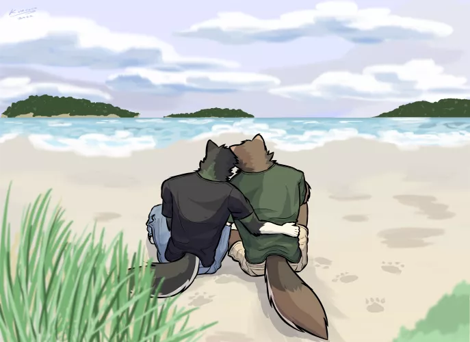two wolves on the beach, 0ft apart cuz they're gay (@kurollo_12345)