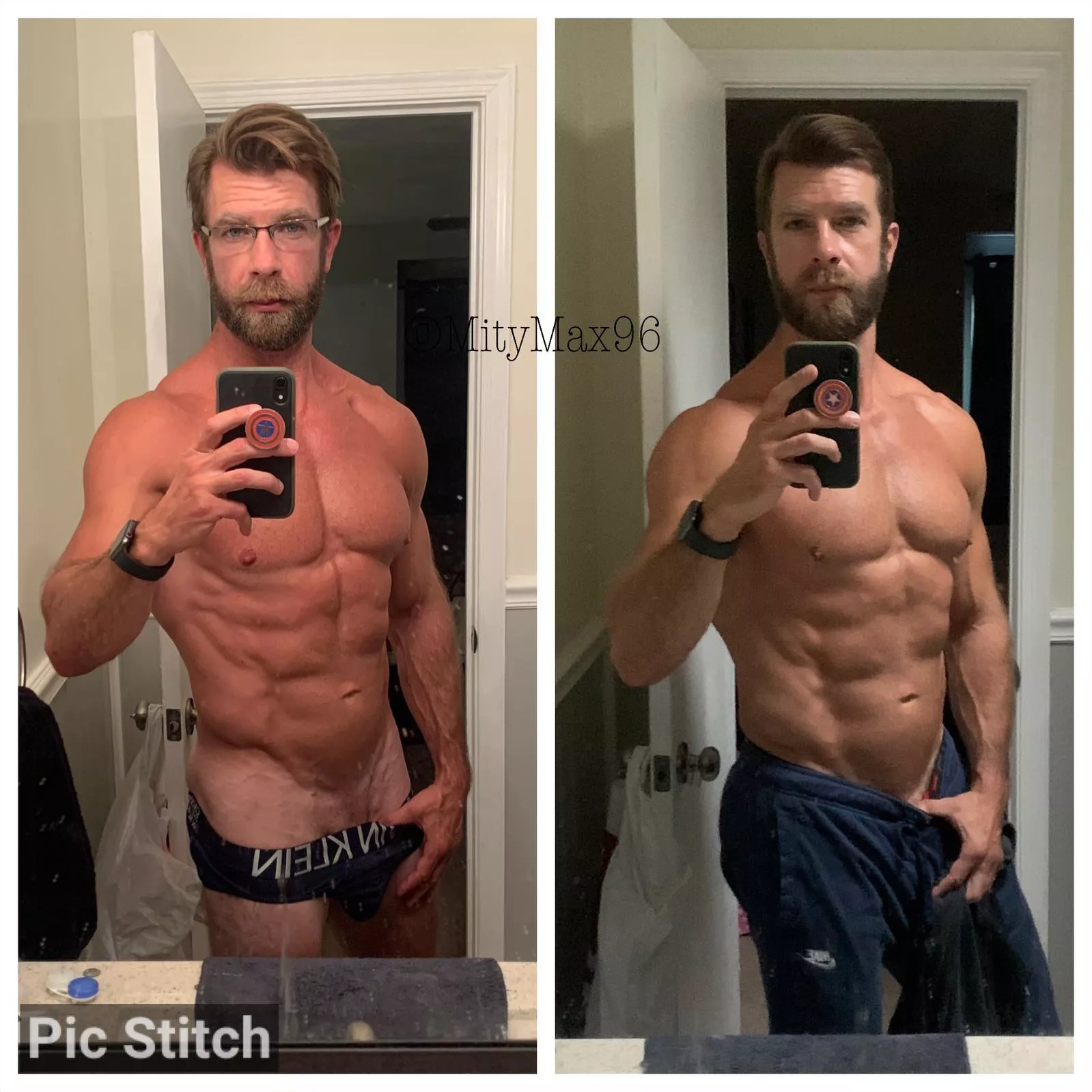 End of summer on the right, a few pounds heavier. All the food!