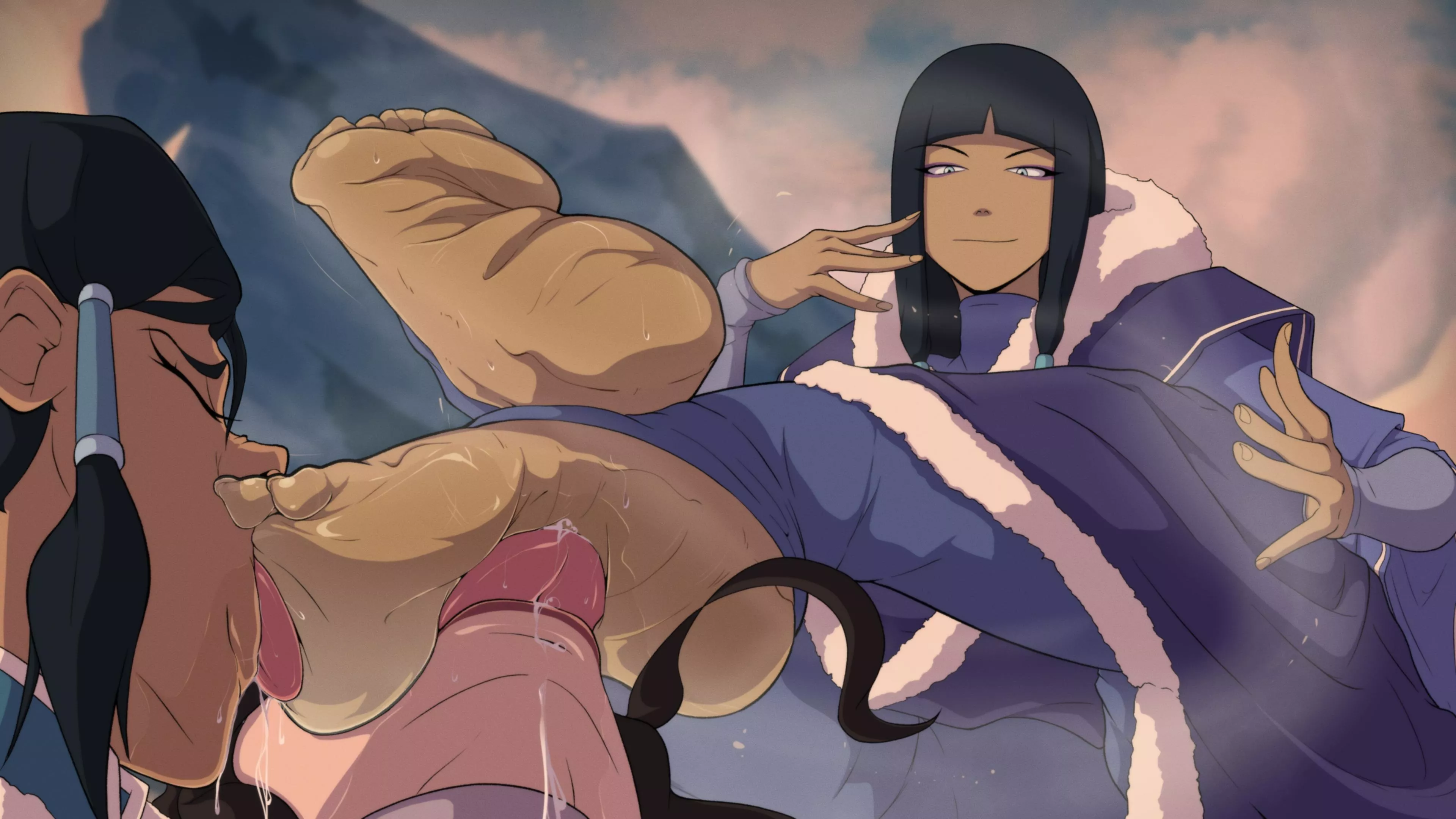 Korra and Asami Worshiping Eska (Kiryu) [The Legend of Korra]