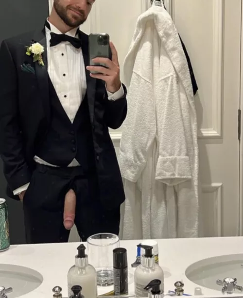 Wearing a tux at weddings turns me on. Figured I should share it through my zipper.