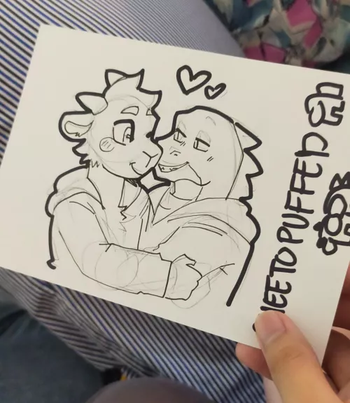 Got this art of my bf and I's sonas (Done by @CHEETOPUFFED on Twitter)