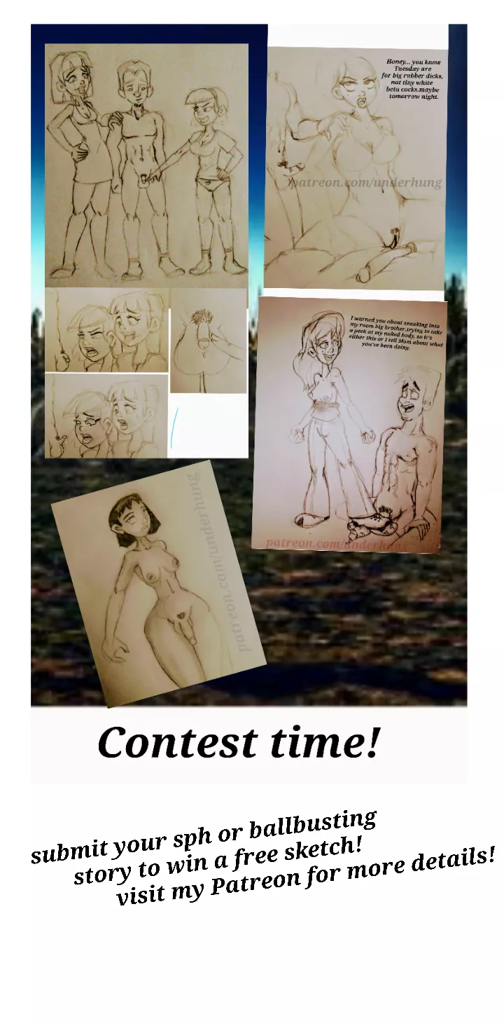 submit your sph or ballbusting story to me for a chance to win a custom sketch!