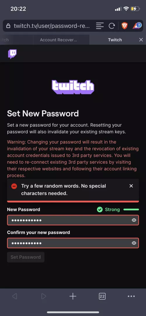 why does it do this? it says my password is strong but dosent allow me to use it