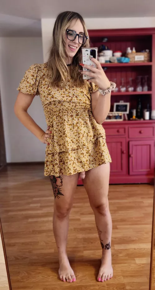 You keep looking down. Is something wrong with my dress?