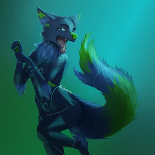 A drawing I did last year featuring my fursona; Kores! A lot of time has passed lol (art by me)