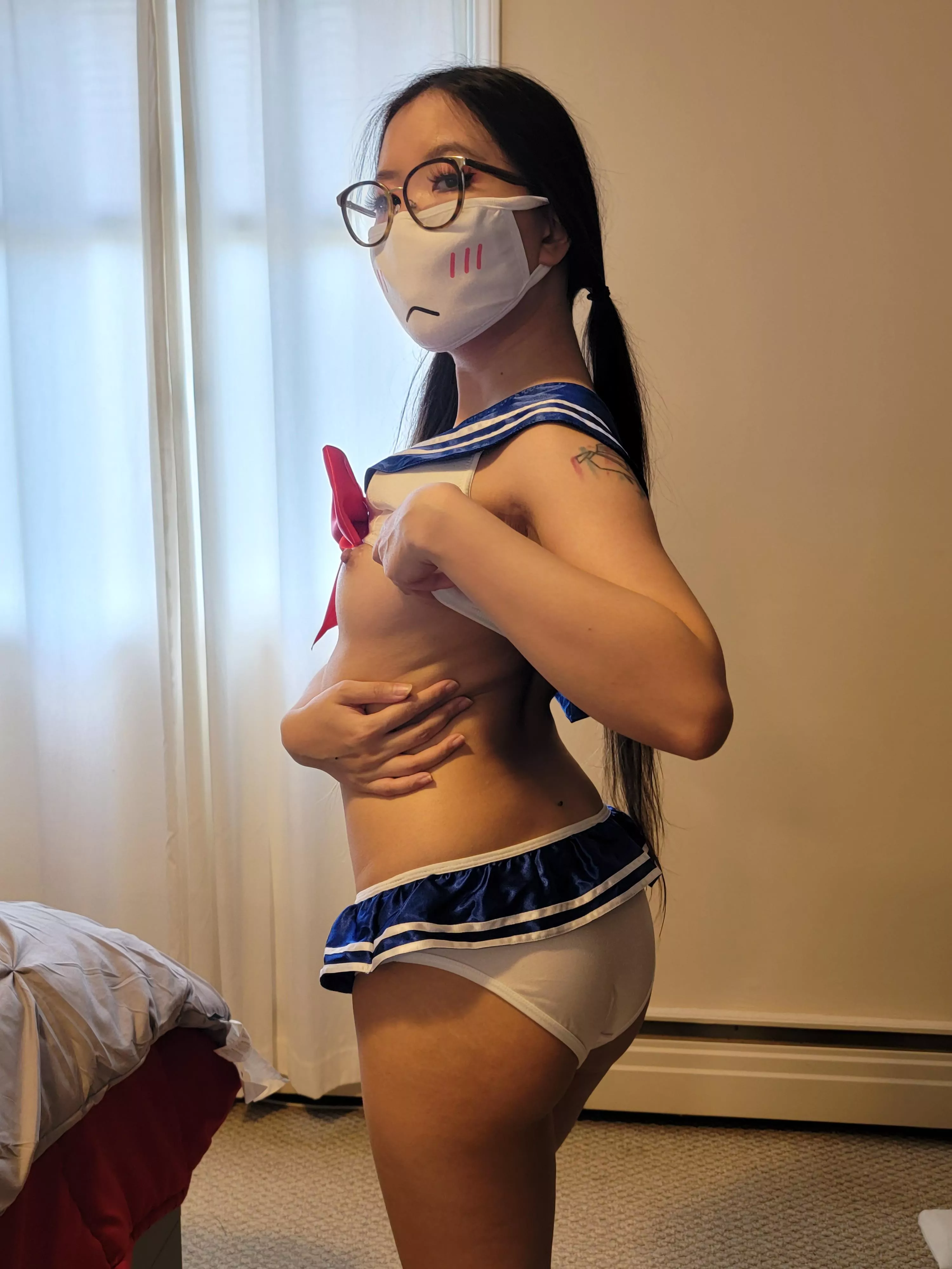 Fuck Me From Behind And Play With My Tiny Asian Titties As You Pound Me!!