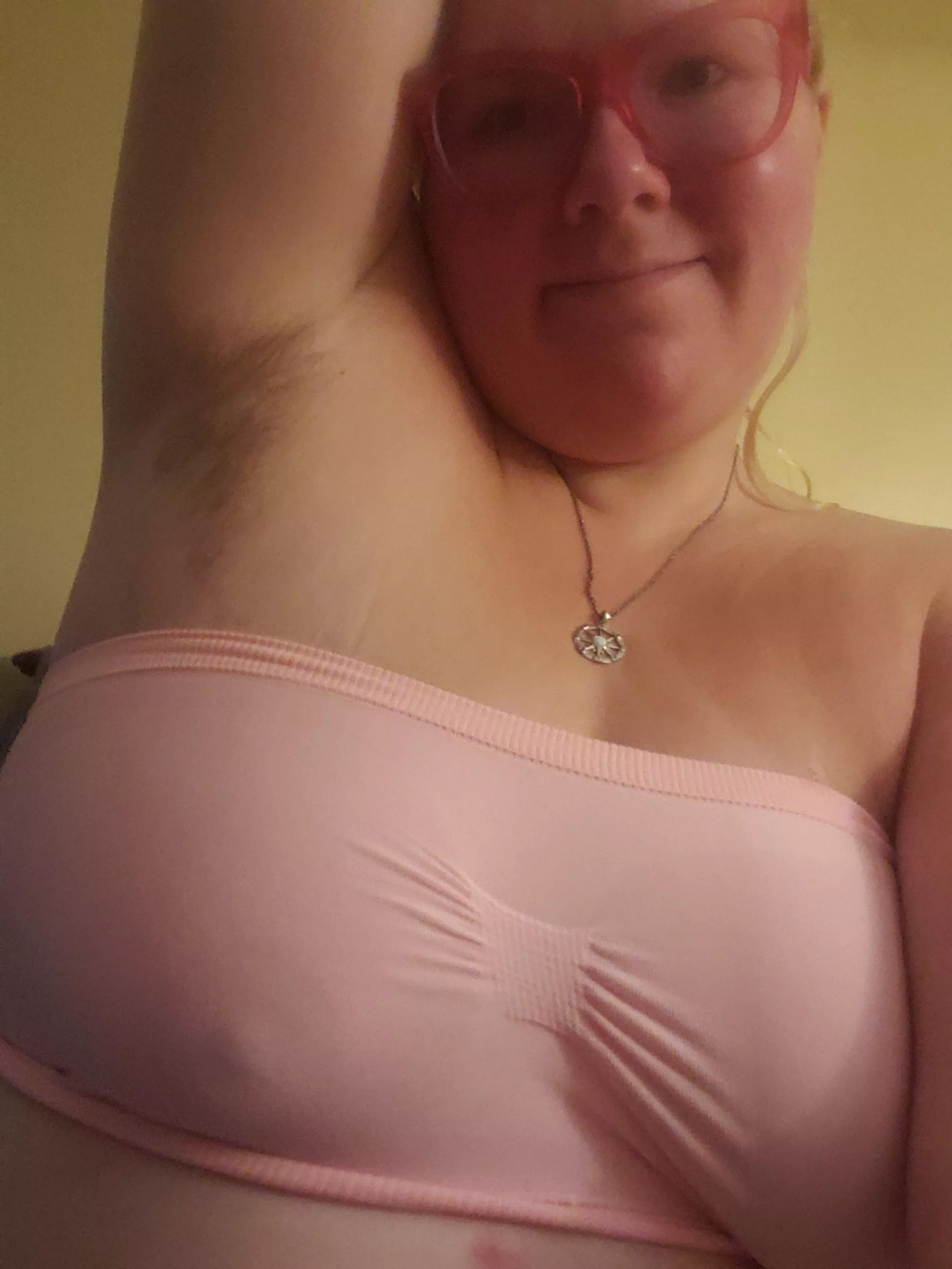 Hairy pits and visible nipple