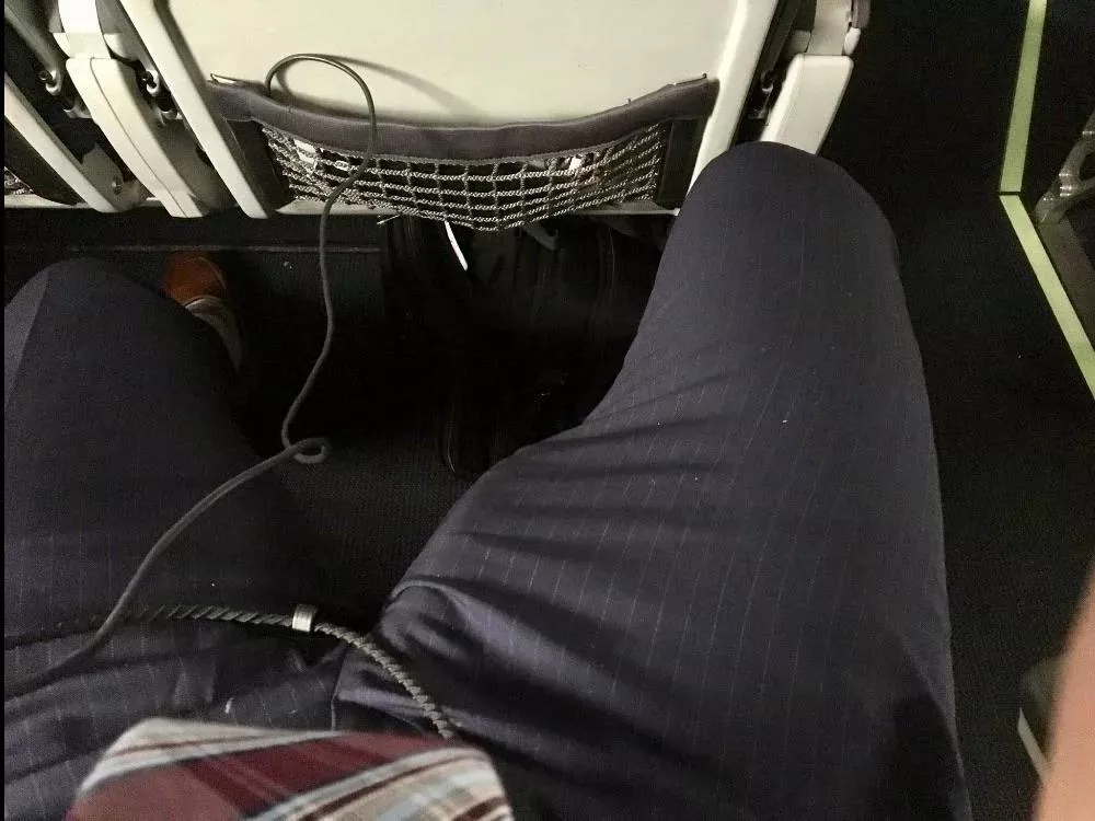 Had to fly economy with barely any space for my third leg..