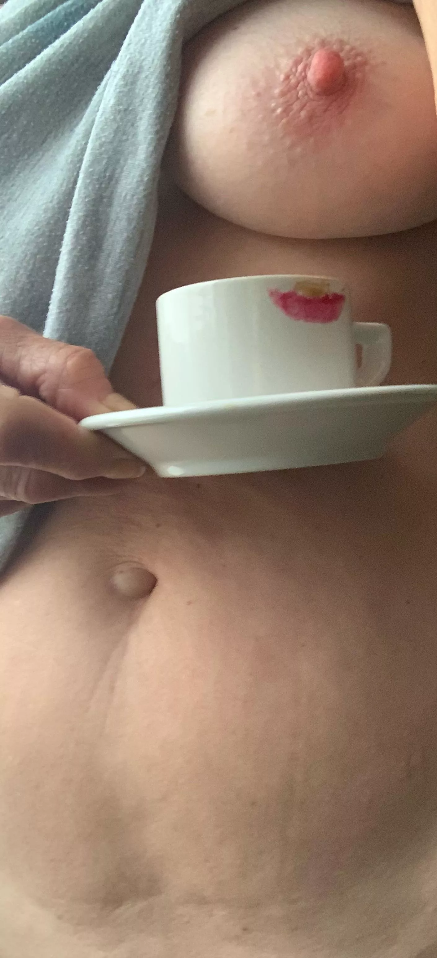 Rosy pink nipple and wrinkled belly.. ☺️The belly button .. that’s a whole other story..