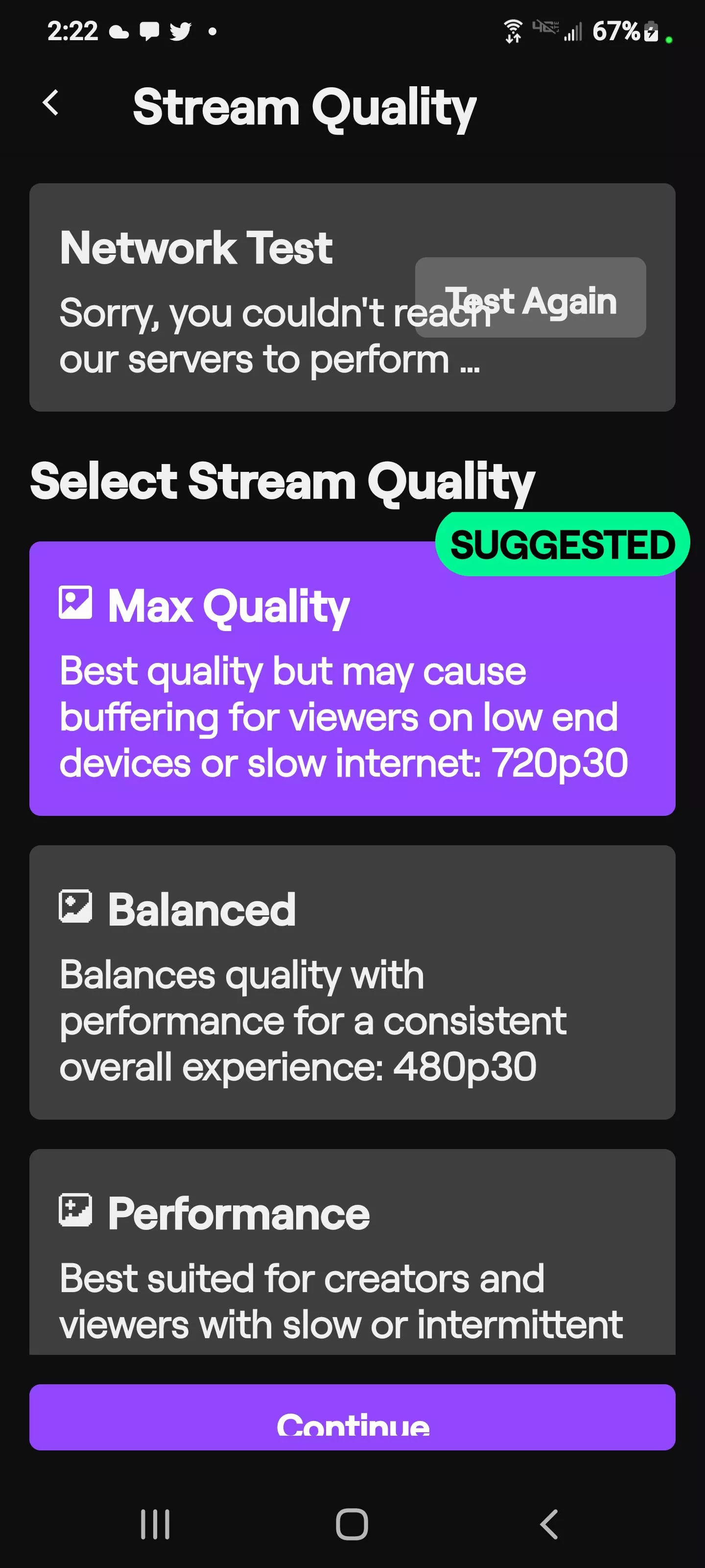 is anyone else's twitch not working for streaming? it's always worked. so idk what is going on.