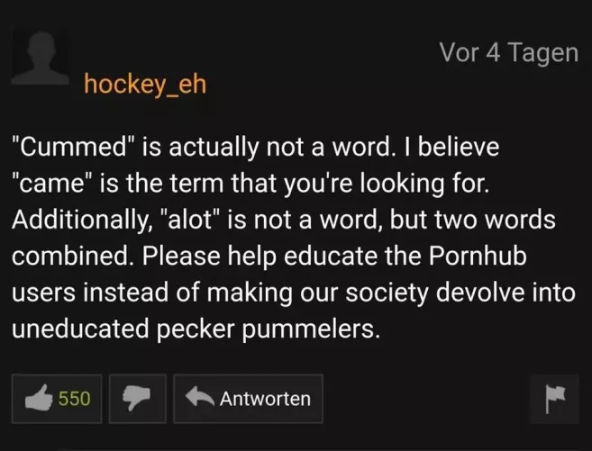 Found this Grammer Nazi on pornhub