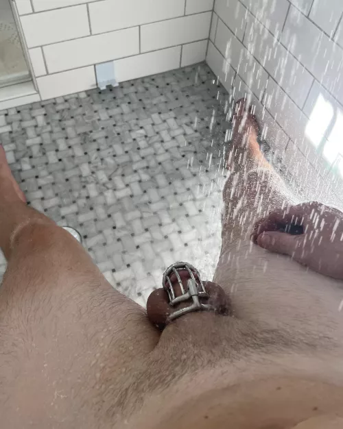 Fuck, She wasn’t joking about Locktober starting early. 14 days locked in steel with no release. Fuck.