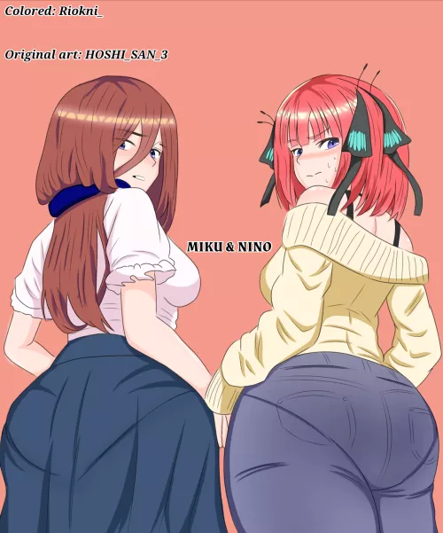 Miku and Nino comparing their buns (By Riokni_) [The Quintessential Quintuplets]