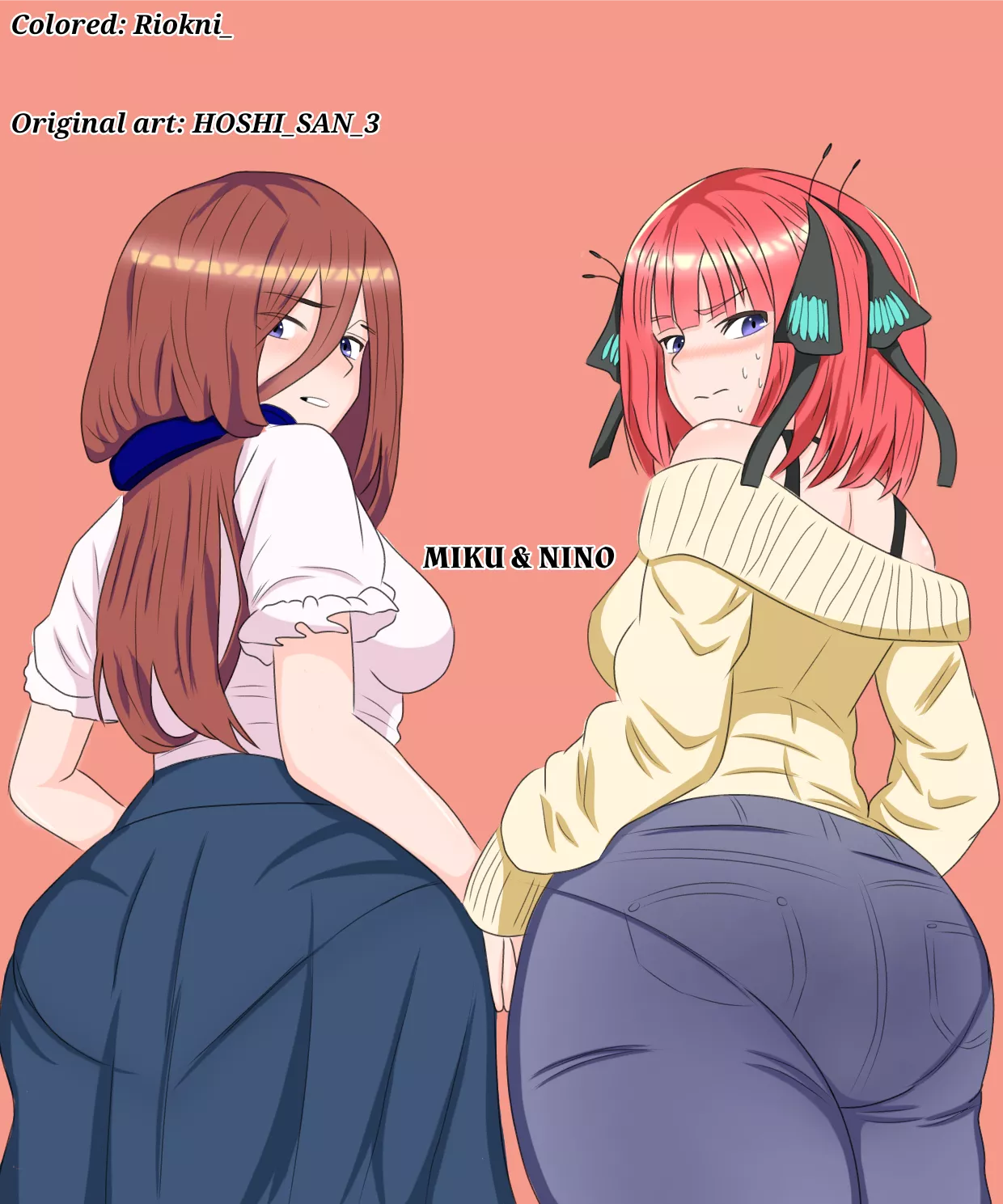 Miku and Nino comparing their buns (By Riokni_) [The Quintessential Quintuplets]