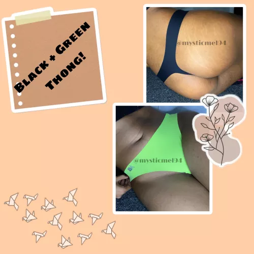 [selling] my neon green + black thong! ADD ONS LIKE masturbation 💦 shark week 🦈 & extra day 👙 FULL MENU PINNED or VISIT MY SUBREDDIT 💬 r/mysticmel94
