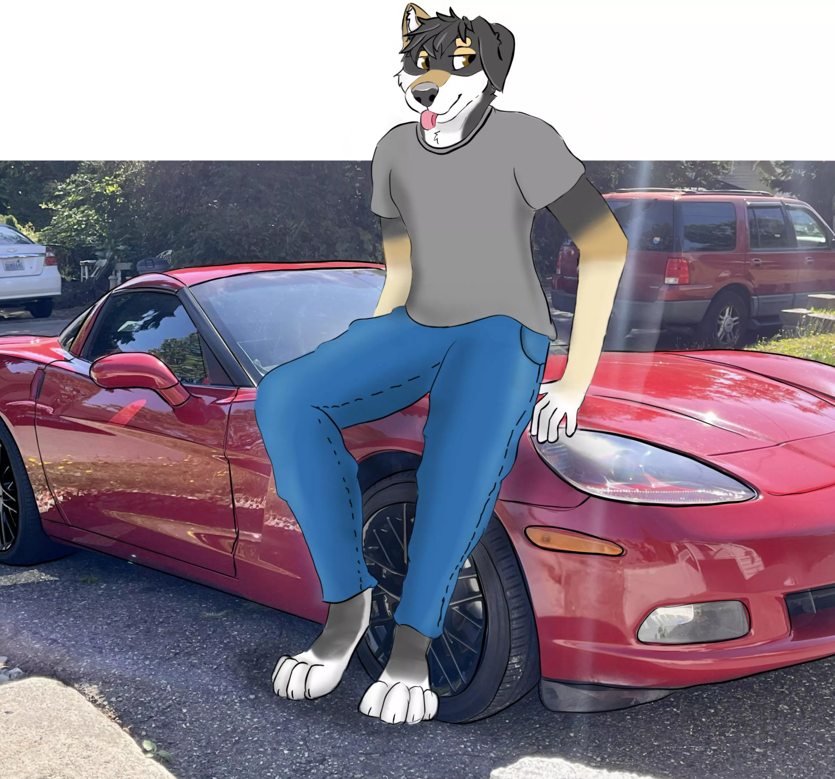 Me and the whip (art by me, background photo also by me)