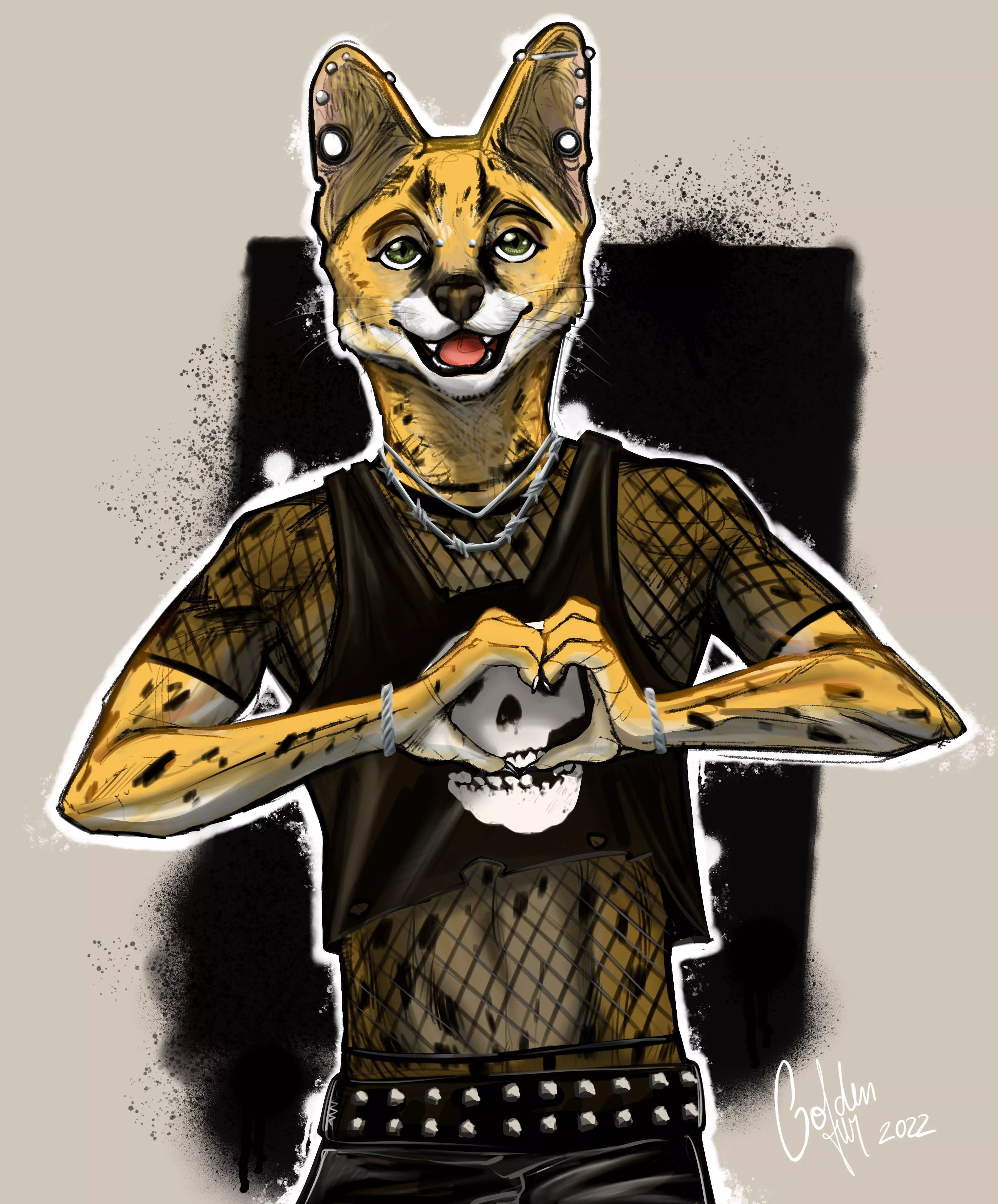 (OC) Did a lil punk serval, his name’s Viggo