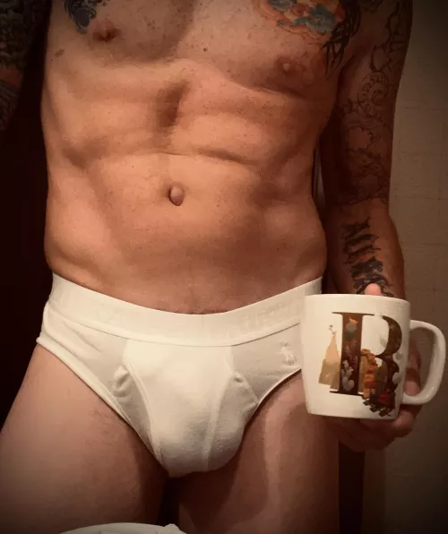 Time for coffee and packed briefs. I got extra mugs…and size med polos. Anyone else in to join? 😇