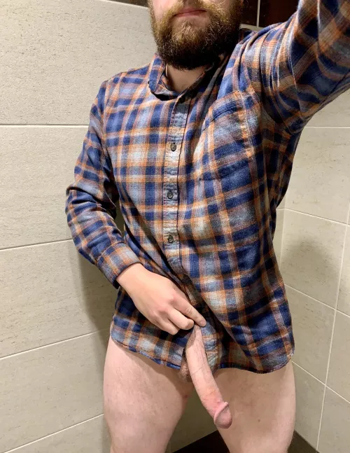 A warm flannel with no pants is one if the best outfits. [35]