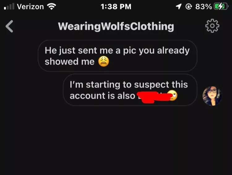Beware /u/WearingWolfsClothing. Man posing as a woman to solicit nudes. Likely using photos of a partner or ex without her consent.