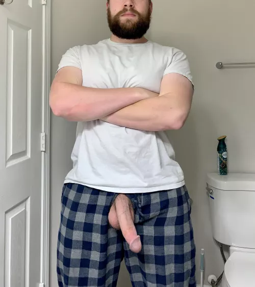 Everyone thinks I like wearing these pajama pants because they are comfy, but really it’s because I can take my cock out with ease.