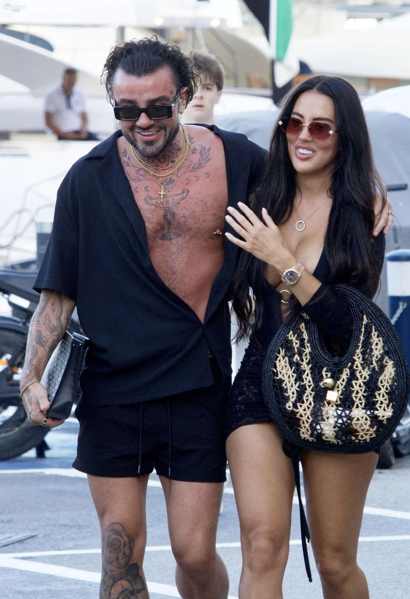 Yazmin Oukhellou Stuns in a Lace Look While Pictured Getting Close to a Mystery Male Friend in Marbella (52 Photos)